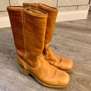 Vintage Campus-Style Mid-Height Embroidered Boots